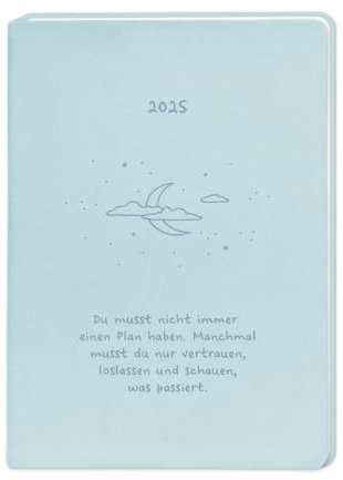 Terminplaner Lederlook - hellblau A6 - Taschenkalender 2025 - Grafik Werkstatt - Buchkalender mit feiner Prägung auf der Titelseite - 1 Woche auf 2 Seiten - 11 cm x 15,5 cm