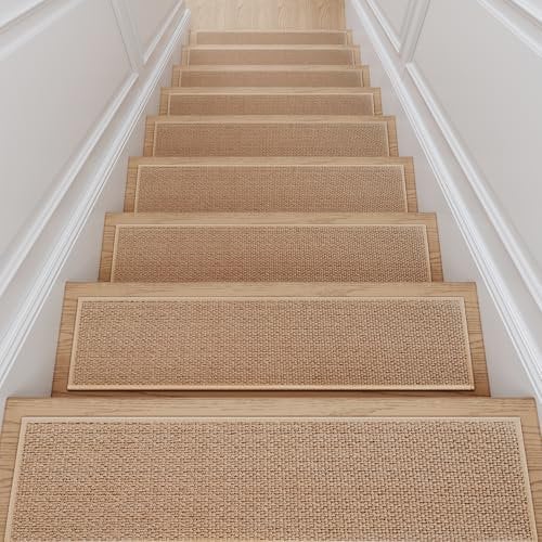 SIXHOME Alfombra Antideslizante de 20 x 76 cm (15 Unidades) Alfombras de Escalera con Goma Antideslizante Mascotas y Ancianos
