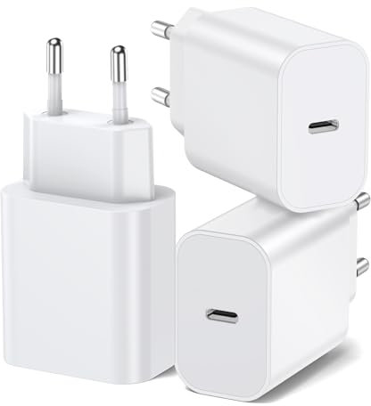 BHHB 3er-Pack 20W Cargador USB C, Enchufe Adaptador de Poder Desarrollado para A-pple, Cargador Tipo C Carga Rapida con i-Phone 16/15/14/13/12 Plus Pro MAX, Air-Pods i-Pad, Samsung Galaxy S24/23/22