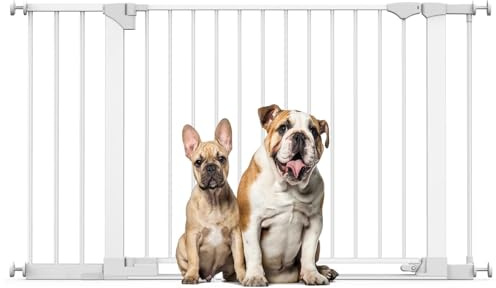 Bettacare SafeStep Dog Gate, White, 131cm - 138cm, Extra Low Walkthough, 81cm Extra Wide Doorway, Extra Wide Gate for Stairs, Hallways and Doors, Pet and Puppy, Easy Installation