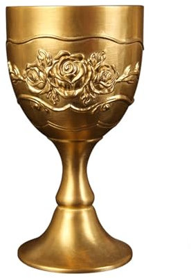 QWFVHJ Kommunionkelch, Vintage-Kelchkelch, Kelchkelch, goldener Kommunionbecher, Messing-Weinglas, Opfergabe for die Kirche, Heiliger Gralsbecher, Verwendung als Altar(S)