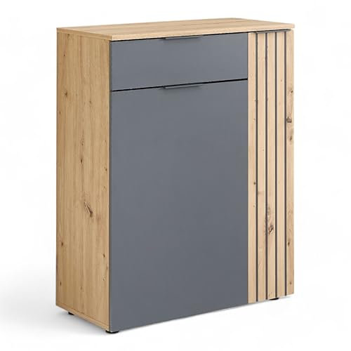 Lagos Schuhschrank in Artisan Eiche Optik, Anthrazit - Modernes Schuhregal mit viel Stauraum für Ihre Schuhe - 80 x 103 x 38 cm (B/H/T)