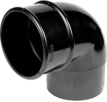 SHMOX 90 Degree Downpipe Bend 68mm Guttering Pipe and Fittings -Black (Pack of 2)
