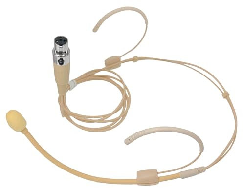 MICMXMO Einzigartiges Mikrofon mit Kopfbügel, kompatibel mit Shure kabellosem Sender, Omnidirektionales Kondensatormikrofon, Beige (Mini XLR TA4F-Buchse)
