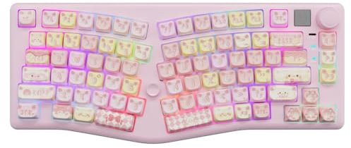 A75 Alice Tri-Mode Gaming Mechanical Keyboard con Joystick magnético y diseño Personalizable ergonómico(Pink Cat)