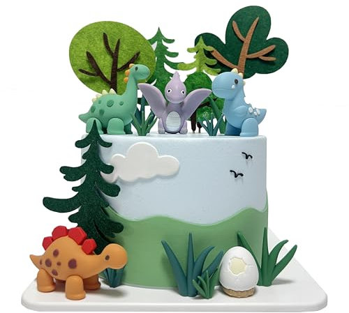 19 Stück Kuchendeko Dinosaurier Set,Dino Torten Deko,Dinosaurier Deko Torte,Dino Geburtstag Deko,Dinos Party Kuchen Dekoration für Kinder