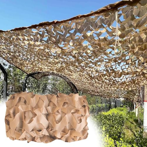 Filet Camouflage Sable Pergola 4x7m(13x23ft),Chasse au Filet De Camouflage Crème Solaire,Reinforced Camouflage Net,Protection Jardin,Camping en Plein Air