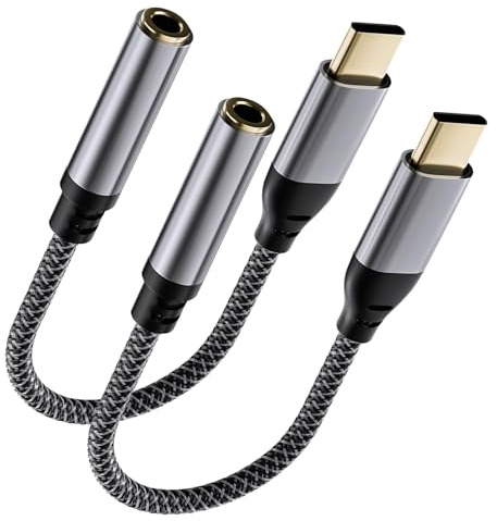 2 Pack USB C to 3.5mm Jack Audio Adapter, 3.5mm to USB C Headphone Aux Digital Audio Earphone Adaptor for Samsung Galaxy, iPad Pro, iPhone15/ 15 Pro Max, HUAWEI, Xiaom, and More Type C