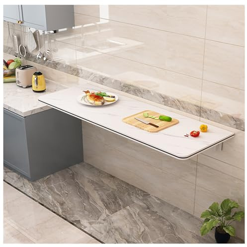 Faltbarer Wandtisch, schwimmender Schreibtisch für Zuhause, Büro, Küche, Esstisch, platzsparender Klapptisch für Waschküche, Weiß, 50 x 30 cm