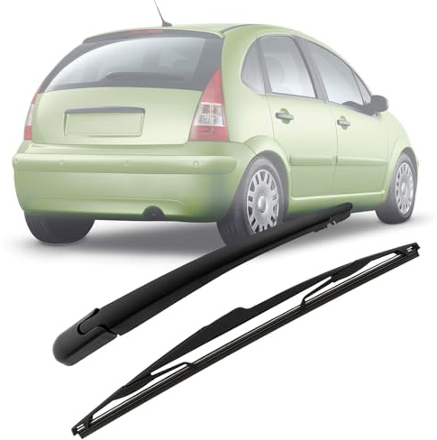 Limpiaparabrisas Trasero de Coche Reemplazo Compatible con Citroen C3 2002-2009, Juego de Brazo y Hoja de Kit de Limpiaparabrisas Trasero de Coche Impermeable