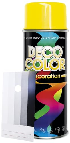Craft-Equip DC 1 Stück Lackspray Glanz nach RAL in 400ml zur Lackierung von Auto Stahl Aluminium Beton Holz und Spritzmusterkarte (1 Dose in gelb glanz RAL 1023 + Karte)