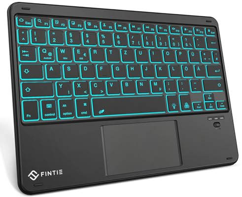 FINTIE Tastiera Bluetooth senza fili con touchpad, illuminata, colore nero