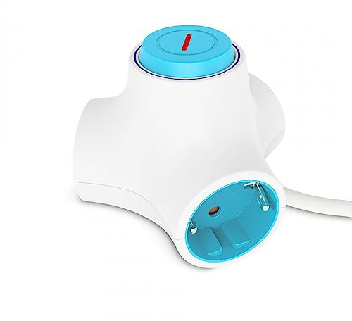 Enchufe Doble Molecule con Diseño Modular, 3 Tomas de Corriente, un Cómodo Interruptor y cable