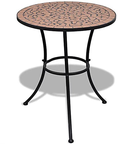 KTHLBRH (Blitzlie ferung) Mosaik Bistrotisch Cafetisch Gartentisch Bartisch Garten Tisch Beistelltisch Loungetisch für Garten, Terrasse und Balkon Bistrotisch Terracotta-Rot 60 cm Mosaik
