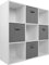 Charles Jacobs White 9 Cube Storage Shelving Unit + 4 Grey Fabric Drawers