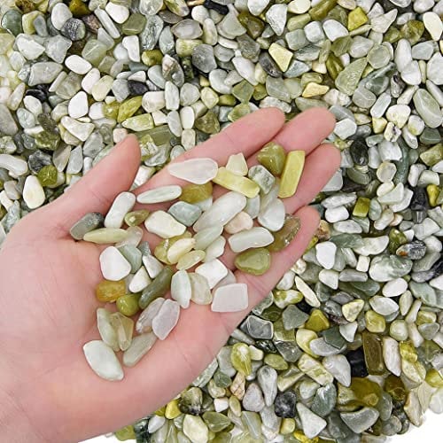 Hisredsun 3.96 lb Decorative Stones,0.3-0.5in Natural Polished Jade Pebbles for Plant Pots,Small River Rocks for Landscaping, Vase Fillers,Succulents,Aquarium and Garden Decoration