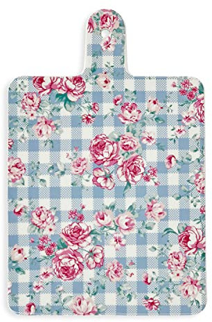 ISABELLE ROSE Tagliere in porcellana bone china celeste e rosa 23x15 cm