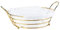 ZHDHOME Brotkorb Stoff Waschbar Ausgekleideter Draht Brötchenkorb Brotkörbchen Servierkorb für Brot Teig für Den Tisch frühstück Modern Metall Groß 30CM Gold Weiß