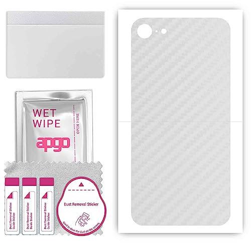 apgo Rückseite Schutzfolie, Skin, kompatibel mit Apple iPhone SE 2022, Hinten Displayschutzfolie aus Vinylfolie, kratzfest, einfache Montage - Transparenter Kohlenstoff