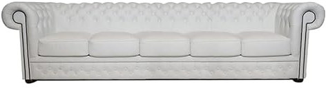 Chesterfield Bank First Class Leder | 5-Sitzer | 2 bis 4 Wochen Lieferzeit (Weiß)