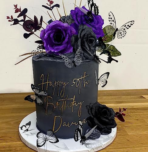 JeVenis Purple Rose Cake Topper - Death & Gothic Birthday Decoration
