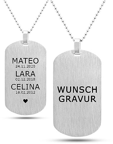 Mister Boncuk® MiliChain Premium Dog Tag kette aus Edelstahl - Herren Halskette mit Gravur - Militär kette Personalisiert - ID kette mit gravur - Männer schmuck