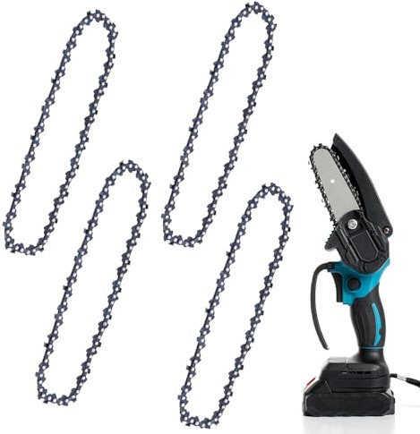 BNGXR Chaînes de Tronçonneuse, 4 Pièces 6 Pouces Chaînes de Scie, Faible Rebond Compatible, Chaîne pour Mini Tronçonneuse, Remplacement Chaîne Universelle pour Garniture de Bois Garniture de Jardin
