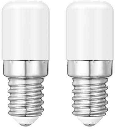 E14 LED Kerzenbirnen Kaltweiß 6000K 2W Entspricht 20W Halogenbirnen, E14 SES Kleine Edison Schraub Glühbirnen für Gefrier Dunstabzugshaube Kühlschrank Mikrowellen, Kein Flimmern, AC 220-240V, 2er Pack
