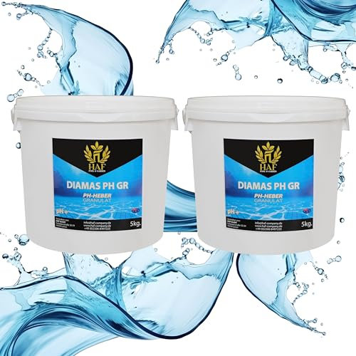 HAF® pH Heber/pH+ / pH Plus Granulat 10 kg - Für eine schnelle & zuverlässige Anhebung und Regulierung des pH-Werts in Pool, Schwimmbad & Whirlpool - Qualität: Made in Europe - Menge: 2 x 5 kg
