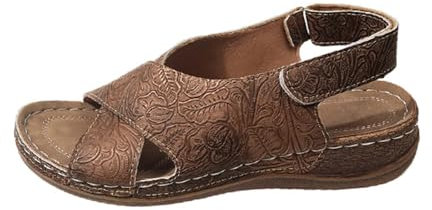 Fleece Booties Women Slippers Women's Beach Slope Heel Slippers Hollow Casual Slippers Slope Bottom Shoes Retro Sandals Sweeper Slippers for Women (Brown, 6)