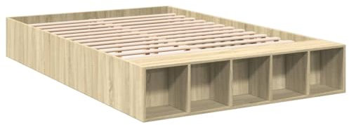 vidaXL Bettgestell, Bett mit Stauraum für Schlafzimmer, Bettrahmen mit Lattenrost, Schlafzimmerbett Doppelbett, Sonoma-Eiche 140x200cm Holzwerkstoff