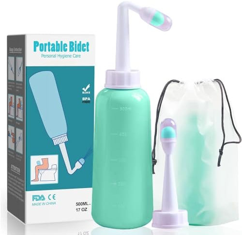 Postpartum Perineal Wash Bottle Portable Bidet -500ml,Women Peri Recovery Postpartum Care After Birth Postpartum Clean New Mum Maternity Essentials,for Travling Outdoor (Green, 17 oz)