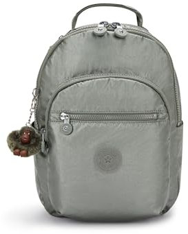 Kipling Damen Seoul Kleiner Rucksack, strapazierfähige, gepolsterte Schultergurte mit Tablet-Hülle, Moon Grey Metallic, 10.5''L x 13.75''H x 6.75''D, Kipling Damen Seoul Kleiner Tablet-Rucksack,
