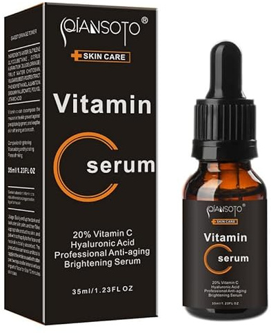 Vitamin C Serum mit Hyaluron, Vitamin C Serum Gesicht, Gesichtsserum, Anti-Wrinkle Serum, Gegen dunkle Flecken und müde Haut, Anti Aging Serum für alle Hauttypen Geeignet 35ML