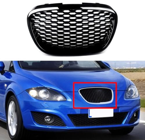 Xpccbhd 1 Par Parrilla Delantera de Coche para Seat Leon MK2 2006-2010, Parrilla Delantera de Coche Estilo Riñón Accesorios de Radiador,A