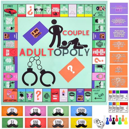 Vibbang Adultopoly Board Game, Couple Adult Opoly Board Game, Couple Board Game, Paarspiele für Erwachsene, Gesprächskarten für Paare, Brettspiel-Requisiten zum Aufheizen der Gefühle