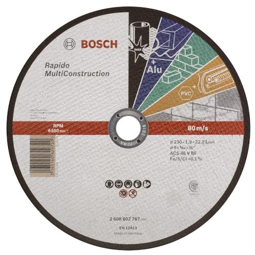 Bosch Professional 1x Trennscheibe Gerade Rapido Multi Construction (für Stein, Kunststoff, Metall, ACS 46 V BF, Ø 230 mm, 1.9 mm, Zubehör Winkelschleifer) (Packung mit 10)