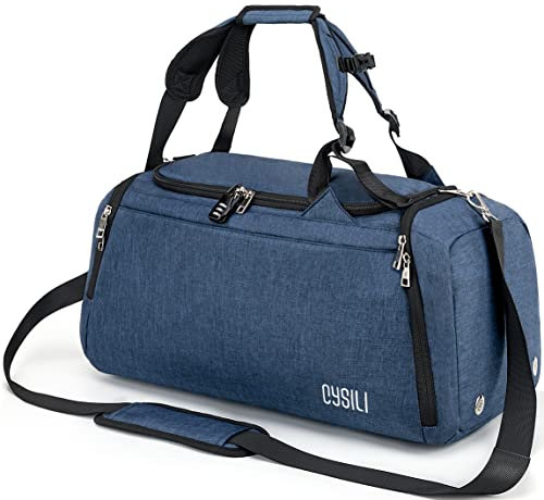 Sporttasche mit Schuhfach und Nassfach, 42L Handgepäck Tasche Sportrucksack Damen Herren, Gym Bag Reisetasche Groß mit Schultergurt und Zahlenschloss (Denim Blue)