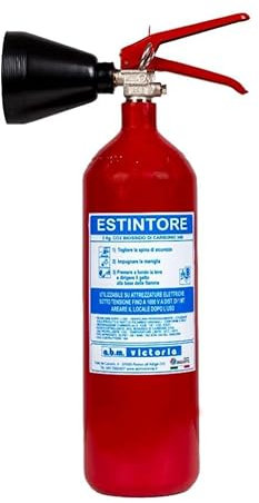 Estintore a CO2 Kg 2, Certificato, di Nuova Costruzione, Fornito di Staffa e Cartello + Tagliando di Controllo Applicato Tramite Adesivo sull’Estintore Stesso