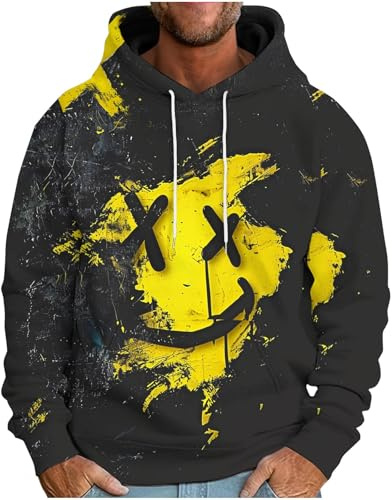 KOG Hoodie Herren Basic Hooded Sweatshirt Tie-Dye Muster Sweatshirt mit Kapuze Warmes Kapuzenjacke Männer Bekleidung Herbst Kapuzenpullover Junge Warm Mode Motiv Oversized Baumwolle Pullover