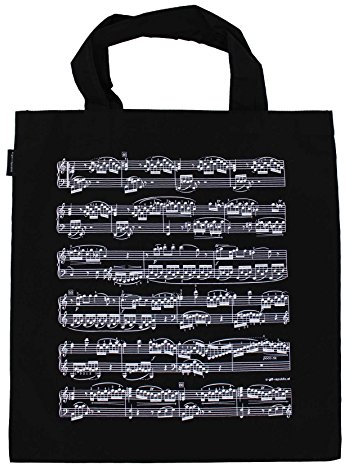 mugesh Baumwoll-Tragetasche Notenzeilen Schwarz