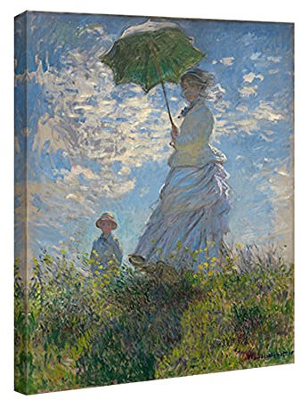 Wieco Art Impression sur toile représentant une femme avec un parasol Madame Monet et son fils de Claude Monet - Reproduction de peintures à l'huile classiques