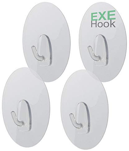 EXEHook Wandhaken Saugnapf/Selbstklebend für Küche, Bad, Caravan transparent (8cm 4Kg rund 4er Set)