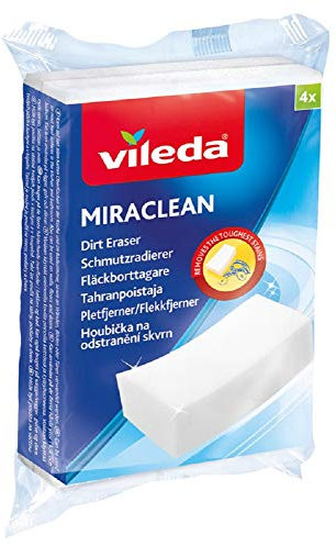 Vileda Miraclean Schmutzradierer - optimal zum Lösen von Schmutz auf harten Oberflächen (1x4 Stk.)