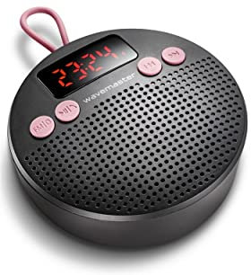 Wavemaster MOBI-3 - Tragbarer Bluetooth-Lautsprecher für Unterwegs (360° Klangfeld) mit Radio, Wecker und Freisprechfunktion für mobile Soundquellen, IPX5 Spritzwasserschutz - Anthrazit / Flieder