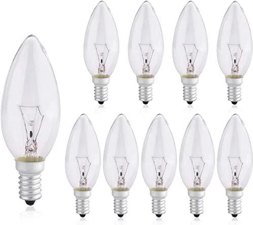 Pack of 10 Screw in Light Bulbs 60W, E14 Candle Bulbs Dimmable, Small Screw Candle Light Bulbs SES E14, 230V
