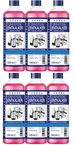 Descalcificador universal de 1000 ml para cafeteras automáticas y máquinas de café, para 8 operaciones de descalcificación 125 ml cada una, 6 botellas