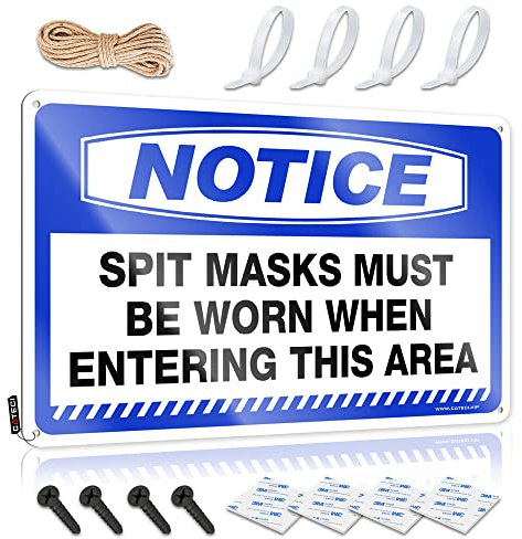 CakJuice Pool Signs and Decor Outdoor Notice Spit Masks Must Be Worn When Entering This Area Tin Sign Stuff for Bedroom Funnymetal Sign (Size : 30X40CM)