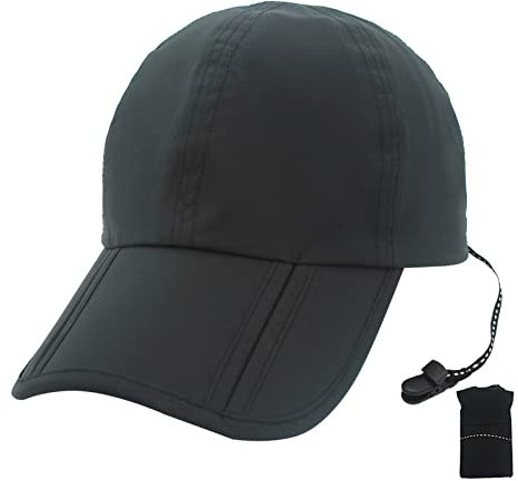 Huakunda Baseball Cap für Herren Outdoor Kappe Verstellbar Baseballkappe Mütze Faltbarer Wasserdichter Sonnenhut (Schwarz)