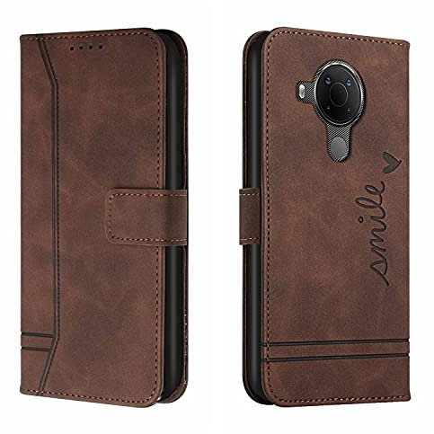 Bravoday Hülle für Nokia 3.4/5.4, PU Ledertasche Handyhülle Flip Schutzhülle Kompatibel mit Nokia 3.4/5.4, mit Kartenfäch & Kickstand, Braun